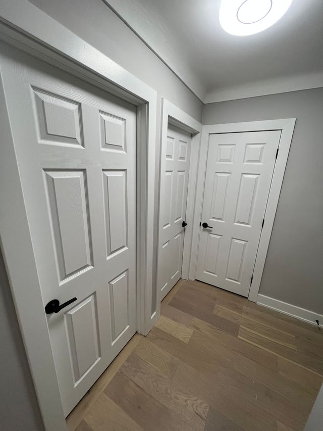 Interior doors freshly painted in white