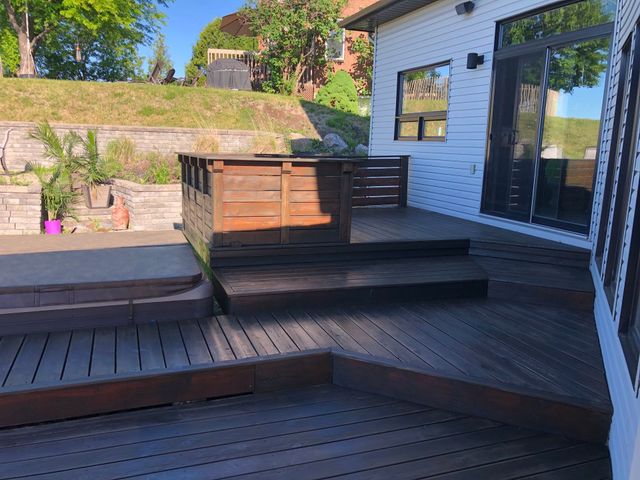 Backyard deck and seating area refinished